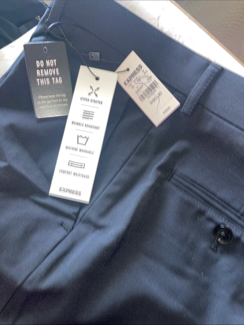 Express Men's Navy Slim Dress Pants with Tags